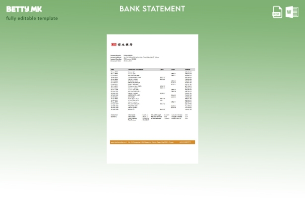 Модерен стил Тајван Чанг Хва шаблон за извод од банка